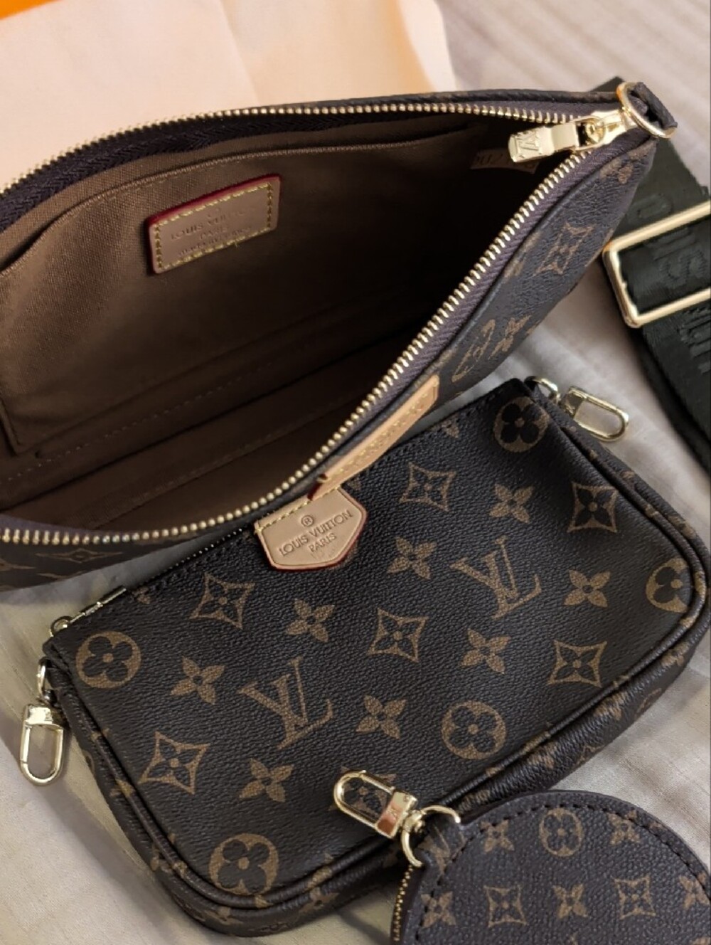 Inspired Monogram Canvas Multi-Pouch Crossbody — 3 Straps Included - Picture 2 of 5
